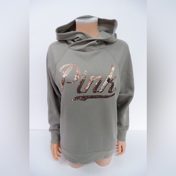 ♡ Victoria Secret PINK Green Sequin Hoodie BNWT ♡ - Picture 1 of 4